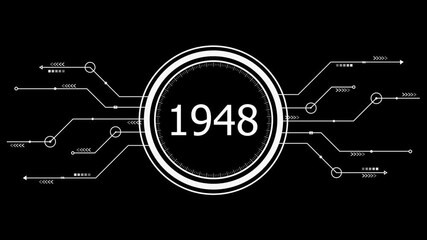 Futuristic Digital Interface Displaying Year 1948 Abstract Tech Design Circuit Board Elements