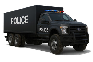 A sleek black police truck equipped with lights, ready for duty to ensure public safety and security on the streets.