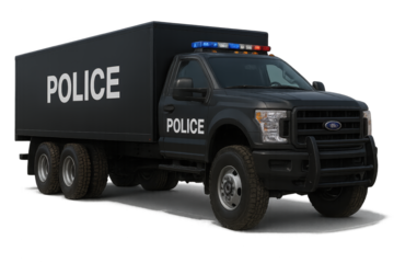 A sleek black police truck equipped with lights, ready for duty to ensure public safety and security on the streets.