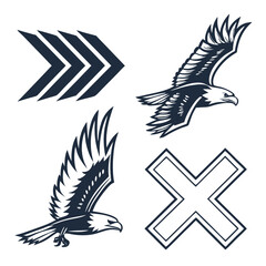 Dark blue eagles and arrows symbols falcon bird