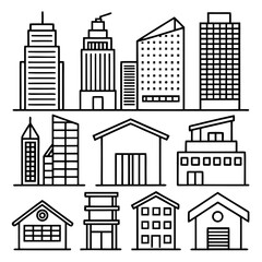 Naklejka premium Diverse city building outlines architectural designs
