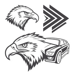 Fierce Eagle Head and Sporty Car Design bird vehicle