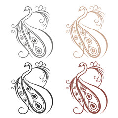 Elegant peacock feather ornaments in four colors decorative