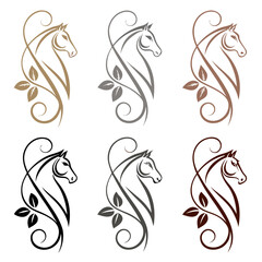 Elegant horse head with floral accents equine animal