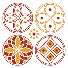 Geometric patterns circular motifs abstract design vector