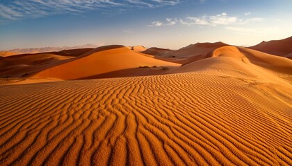 golden desert dunes with wavy ripples in the sand