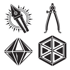Geometric shapes and drafting tools compass