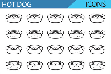 Icon Set of Hot Dogs and Sausages &ndash; Perfect for Food and Snack Projects