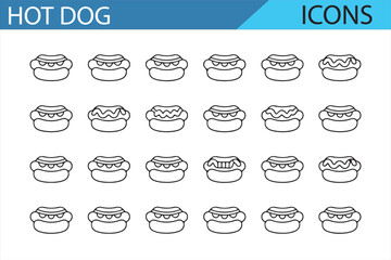 Hot Dog Icon Collection – Featuring Various Designs of the Classic Snack