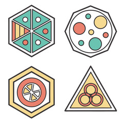 Geometric shapes with coral teal yellow accents icons