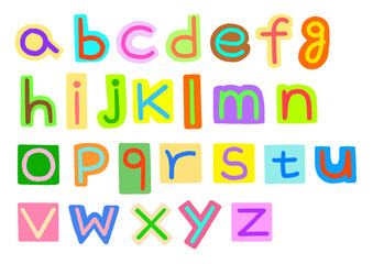 Colorful Lowercase Alphabet Letters PNG Clipart Set - 26 Cute Letter Graphics for Kids Education. Design Decorative Elements