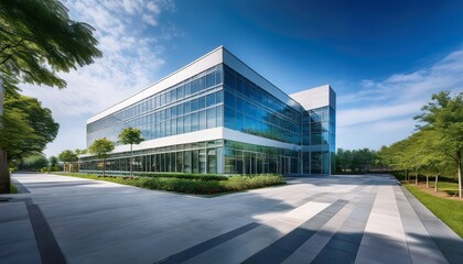 modern hospital building exterior featuring a sleek glass and steel facade with clean lines and landscaped green spaces conveying architectural elegance and advanced healthcare