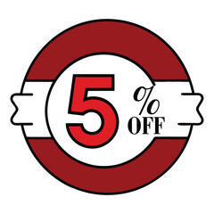 Five Percent Off Promotion Badge with Red Circle and White Background