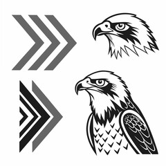 Majestic eagle heads and directional arrows hawk bird