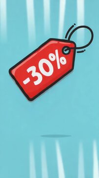 Discount offer on sale tag displaying thirty percent reduction