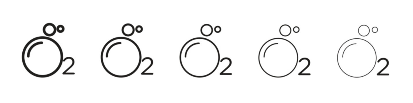 Oxygen O2 icon vector Art line Illustrations collection