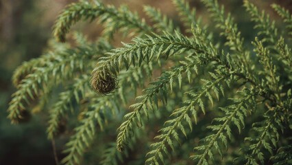 Close perspective of fertile cinnamon fern leaves in spring within the sanctuary