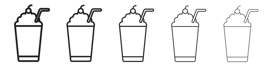Milkshake icon vector Art line Illustrations collection