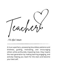Teacher Definition Printable Wall Art – Digital Download, Thank You Teacher Gift, Teacher Appreciation Print, End of Year Teacher Gift