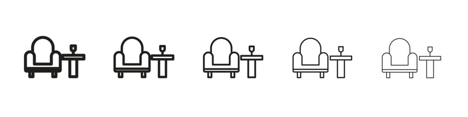 Lounge icon vector Art line Illustrations collection