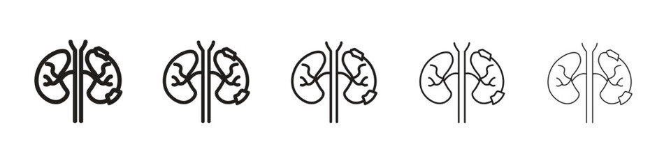Kidney disease icon vector Art line Illustrations collection