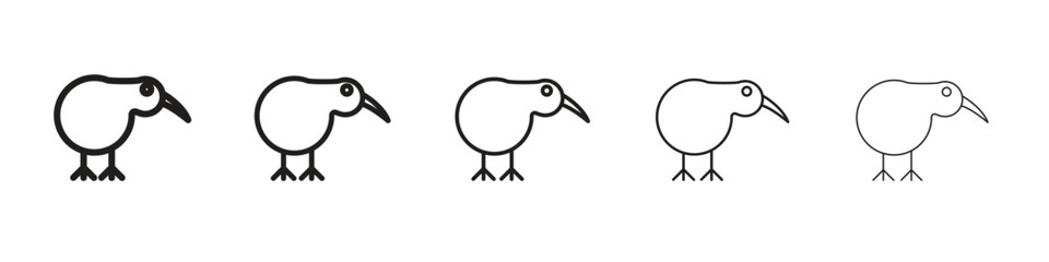 Kiwi bird icon vector Art line Illustrations collection