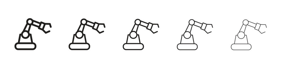 Industrial robot icon vector Art line Illustrations collection
