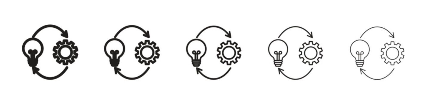 Implementation icon vector Art line Illustrations collection