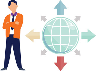 Boy discover world directions.