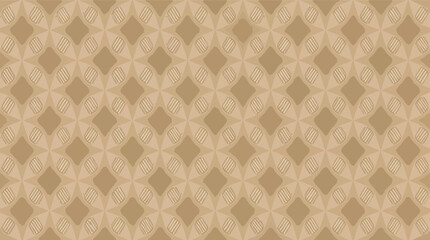 Abstract geometric pattern in earthy tones featuring repeating diamond and circular shapes.