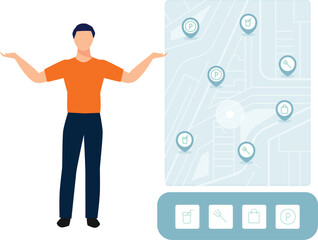 Boy is displaying navigation pointers.