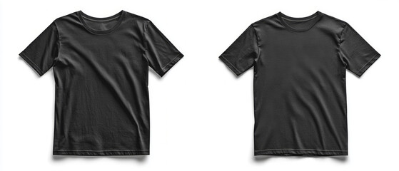 Black t-shirt on white background, suitable for topics related to fashion and style.
