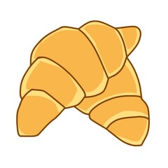 A charming, cartoon-style illustration of a golden-baked croissant. Perfect for breakfast menus, bakery designs, or food-themed projects