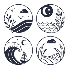 Nature scenes with celestial elements landscape ocean