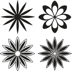 Fototapeta premium Set of Abstract Floral Icons – Decorative Vector Flower Shapes Collection