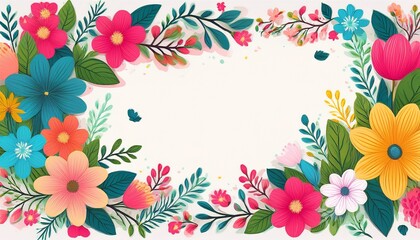 elegant floral frame background design bright floral frame in spring colors spring flower frame a colorful floral background colorful spring floral frame for invitations or designs illustra