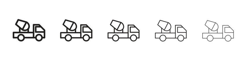 Fototapeta premium Cement truck icon vector Art line Illustrations collection