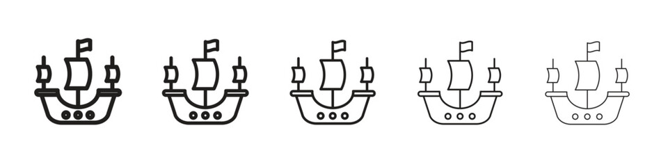 Caravel icon vector Art line Illustrations collection