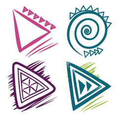 Pink teal purple green abstract shapes with brush strokes