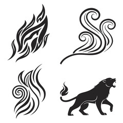 Obraz premium Roaring lion and abstract swirls tribal