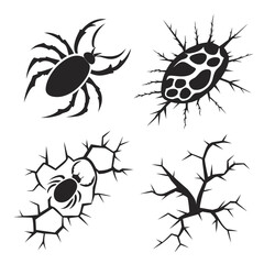 Spiders and cracks graphic elements arachnid insect