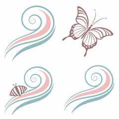 Fototapeta premium Swirling lines and butterfly motifs abstract curves