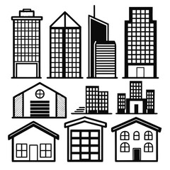 Obraz premium Urban building outlines buildings architecture