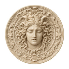 PNG Intricate Medusa stone carving.
