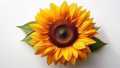 Obraz premium vibrant sunflower with bright petals on a white background