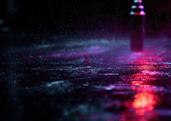 Dark, vibrant, wet surface with insect