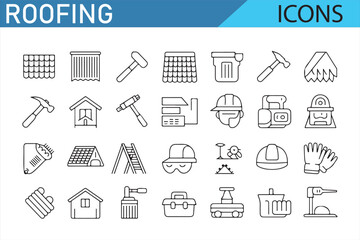 Comprehensive Roofing Tools Icon Set for Construction Projects

