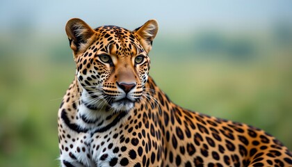 Majestic Leopard Lush Savanna Landscape