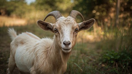 Obraz premium Goat Within a Protected Animal Reserve