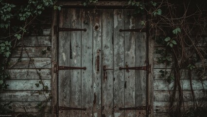 Entryway fortified with wooden boards